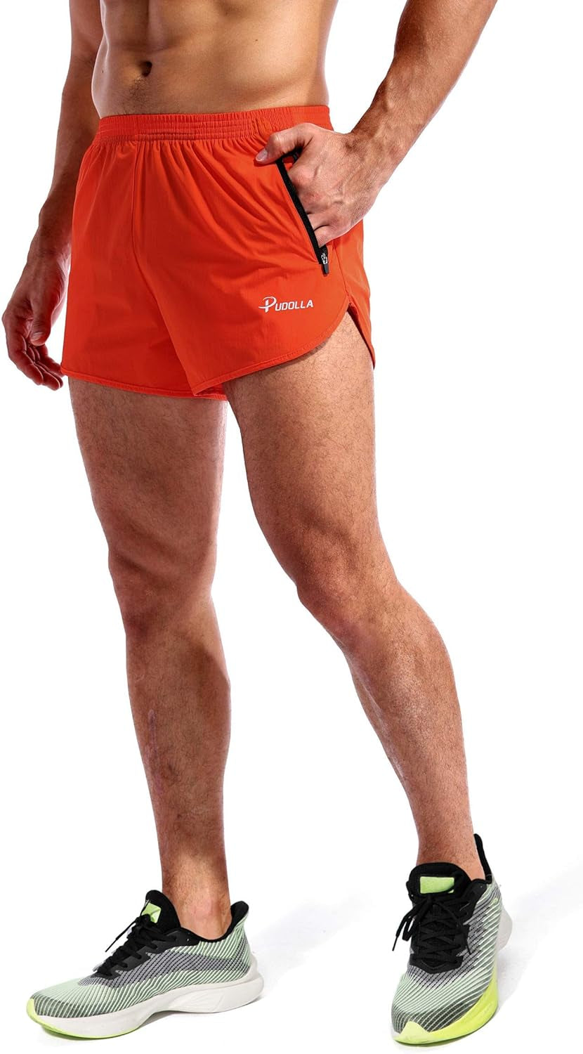 Men’S Running Shorts 3 Inch Quick Dry Gym Athletic Workout Shorts for Men with Zipper Pockets